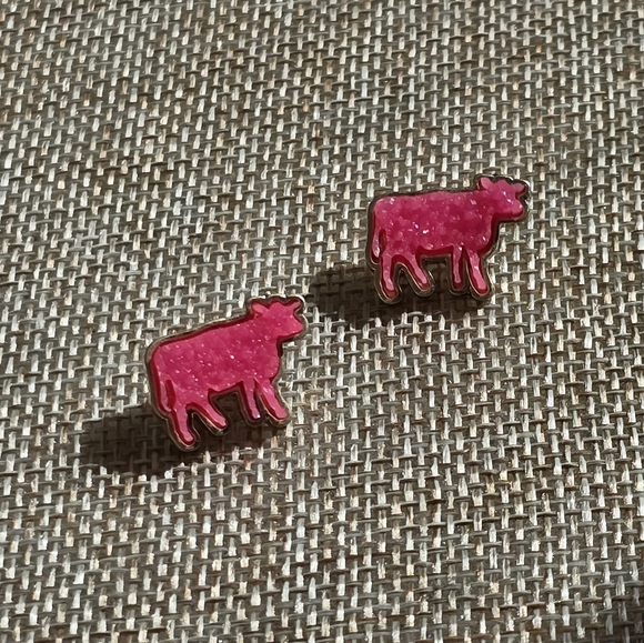 Pink Druzy Cow Earrings 🐄 - Picture 6 of 6